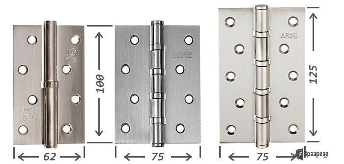 Размеры карточных петель для межкомнатных дверей